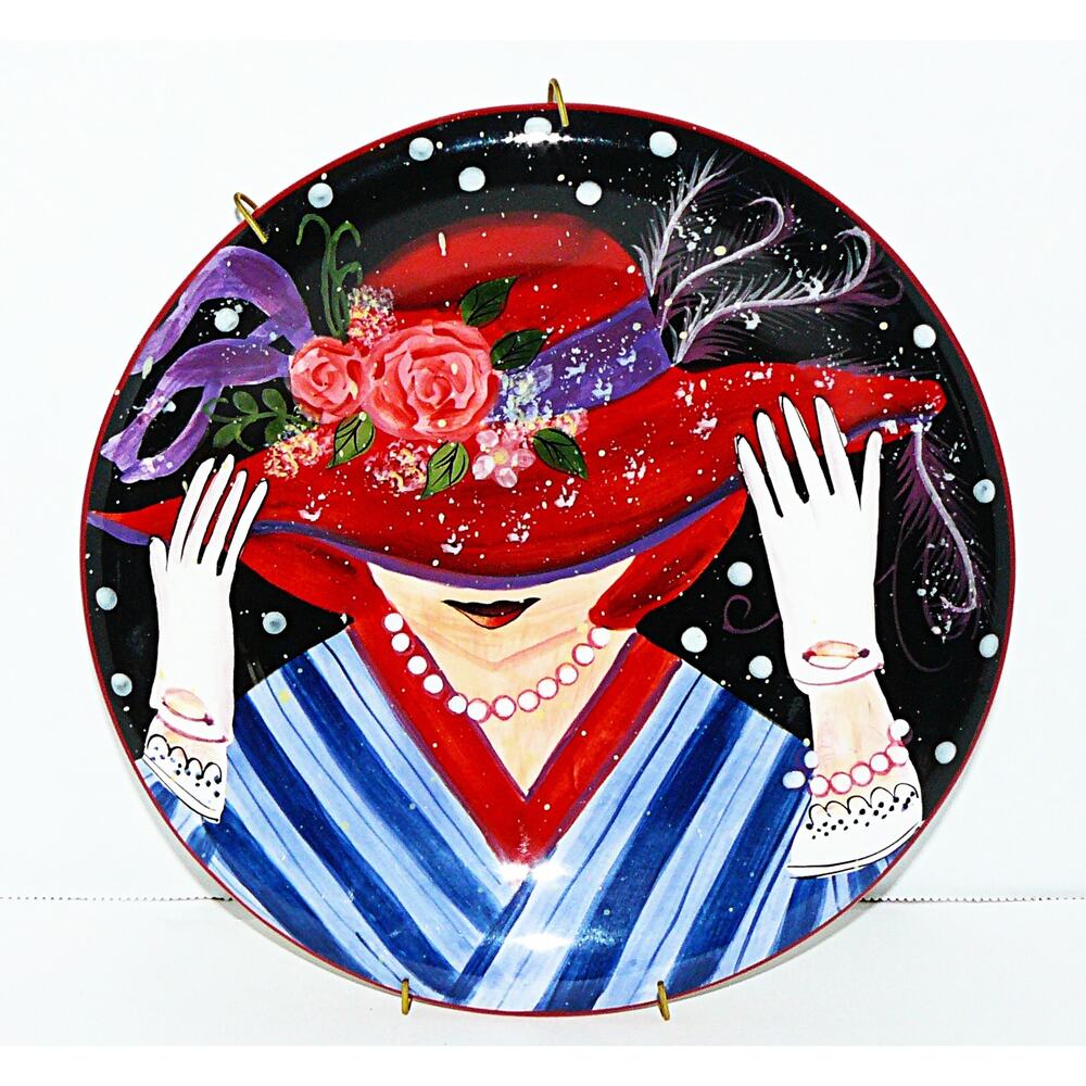 Vintage Hand-painted Susan Winget Red Hat Lady Plate Certified International